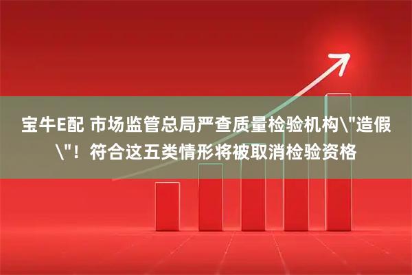 宝牛E配 市场监管总局严查质量检验机构＂造假＂！符合这五类情形将被取消检验资格
